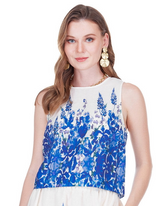 Back Zip Sleeveless Top - Indigo Meadow