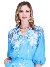 Dimensional Flowers Top - Sky Garden