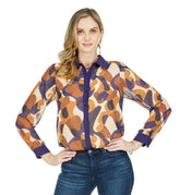 Contrast Button Front Blouse