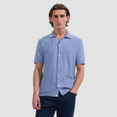 Chevron Button Front Short Sleeve Polo Sweater - Air Blue