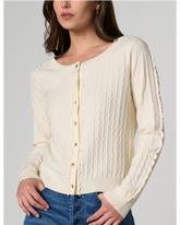 Button Front Cardigan Sweater w/Ruffles