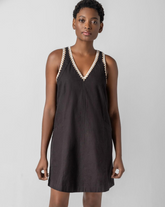 Crochet Trim V-Neck Dress