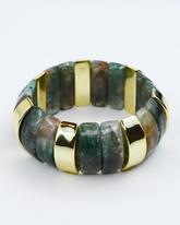 Chunky Resin & Marble Bracelet - Teal Green