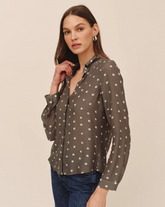 Classic Button Down - Olive Mosaic Print