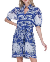 Collar Chemise Dress - Navy Petal Lace
