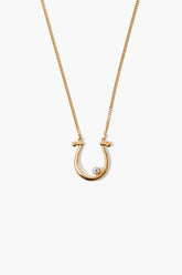 18K Gp Ss Horseshoe Diamond Necklace