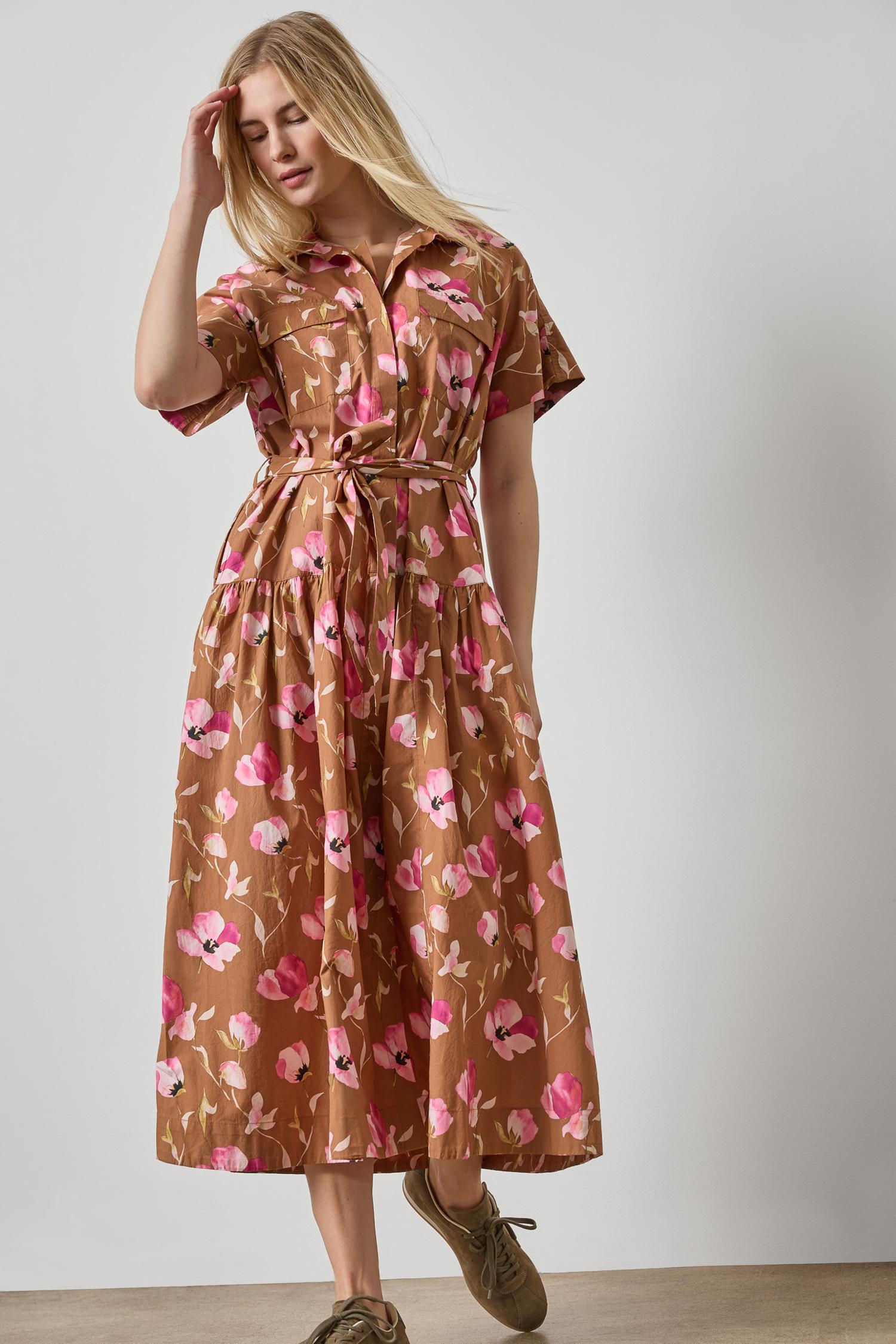 Cuffed Sleeve Maxi Shirt Dress