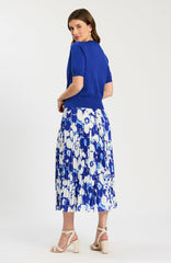 Cara Cerulean Floral Pleated Skirt