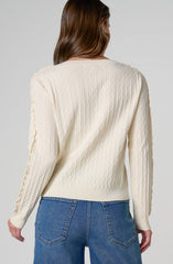 Button Front Cardigan Sweater w/Ruffles