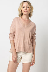 Easy Back Seam Vneck Sweater