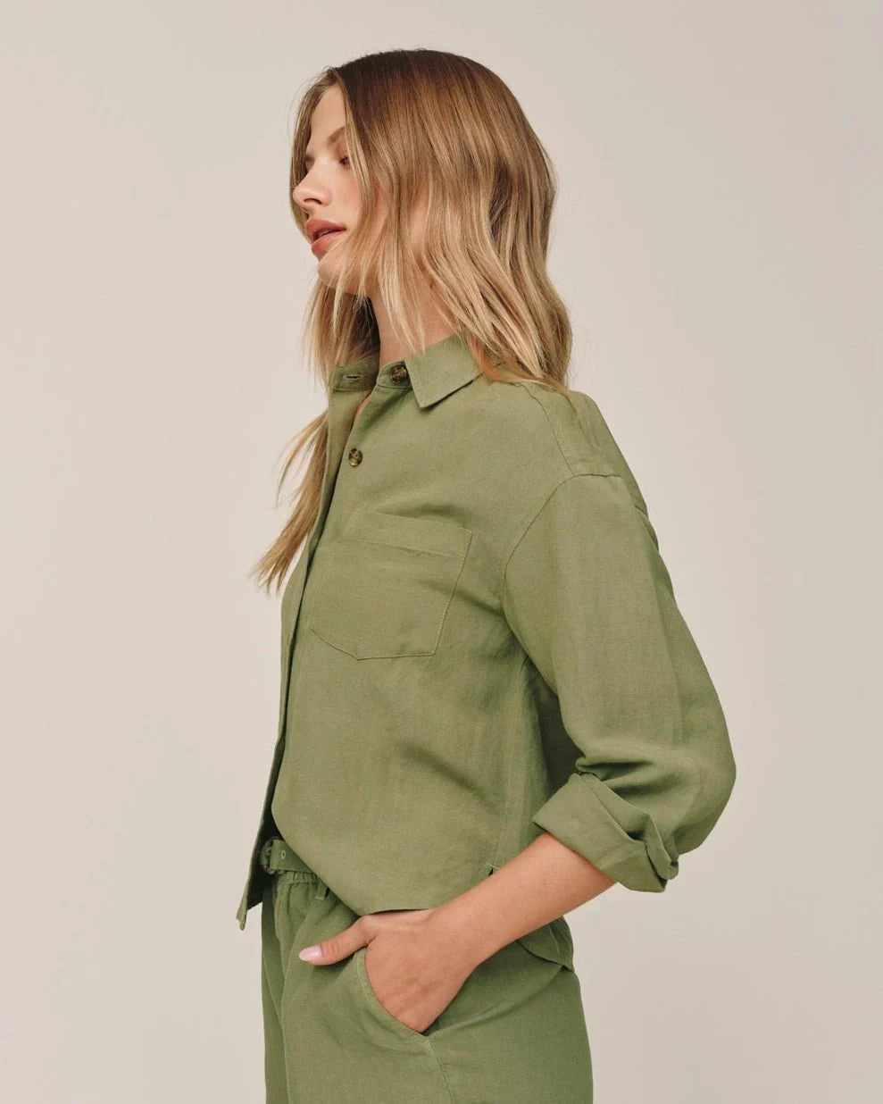 Boxy Shirt - Olive Leaf