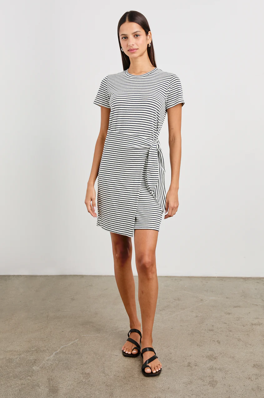 Edie - Ivory Navy Micro Stripe
