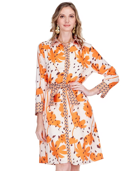 Contrast Shirtdress - Wild Ember