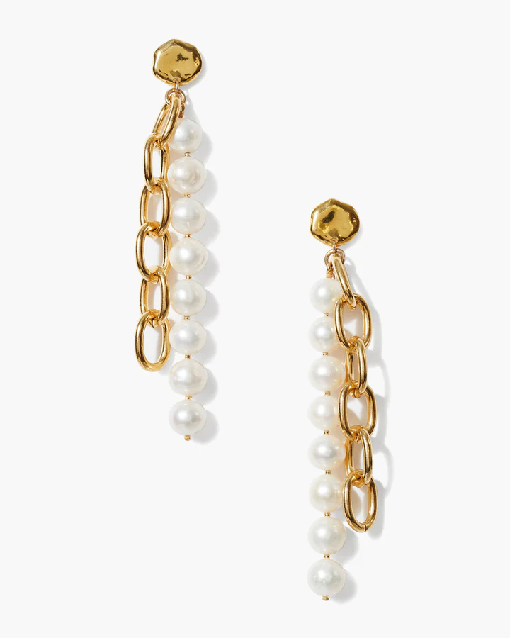 Esme Chain Earrings White Pearl