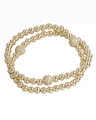 Double Layer CZ Ball Bracelet - Gold