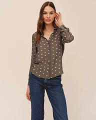 Classic Button Down - Olive Mosaic Print