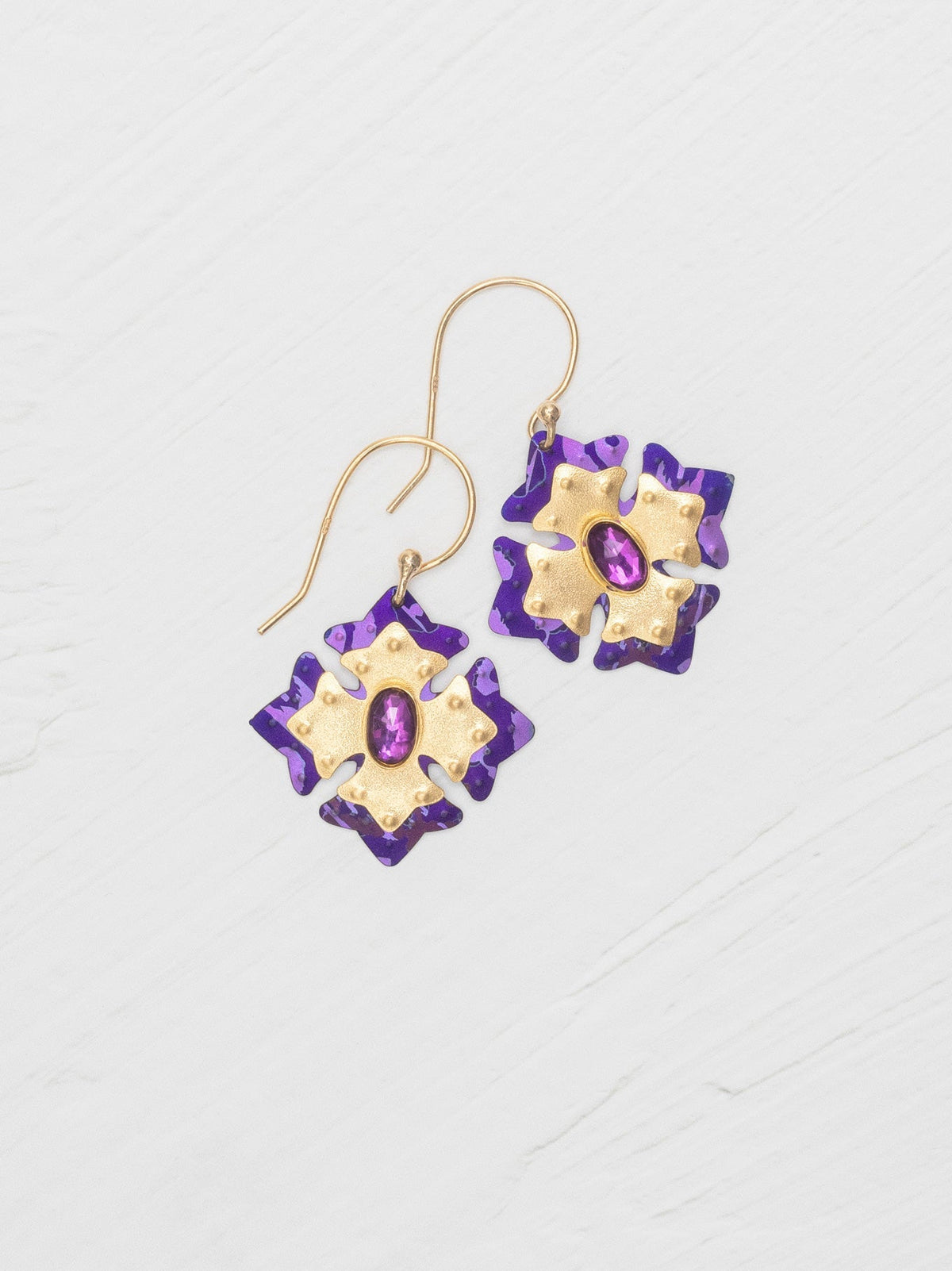 Elizabeth Medallion Earrings - Royal Purple