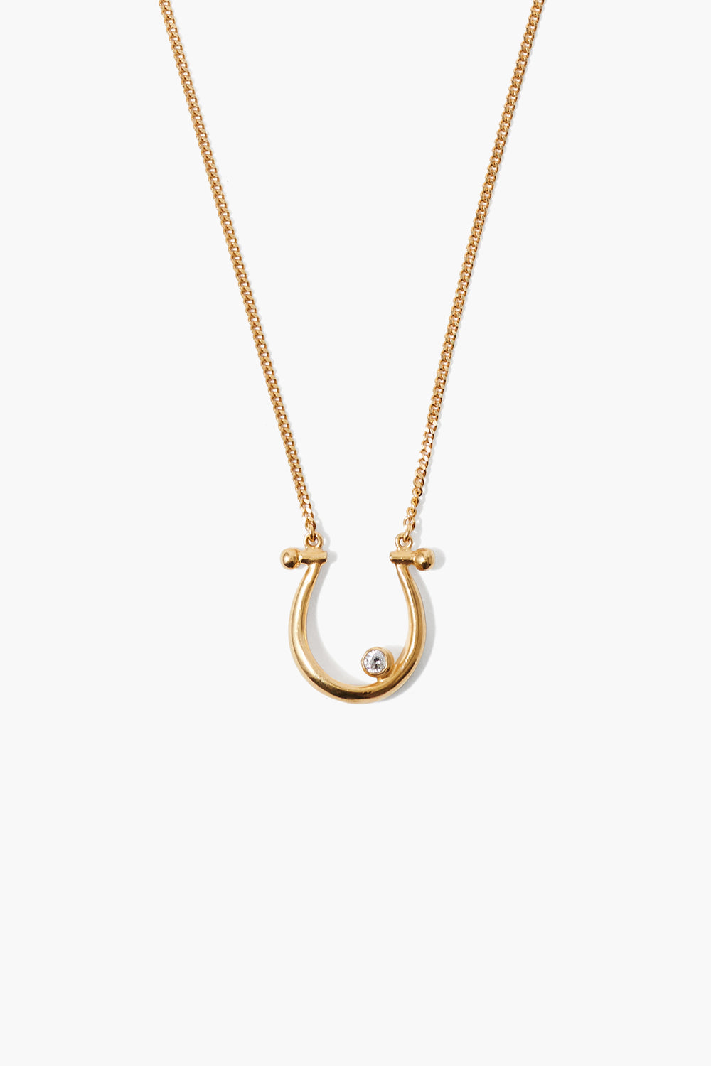18K Gp Ss Horseshoe Diamond Necklace